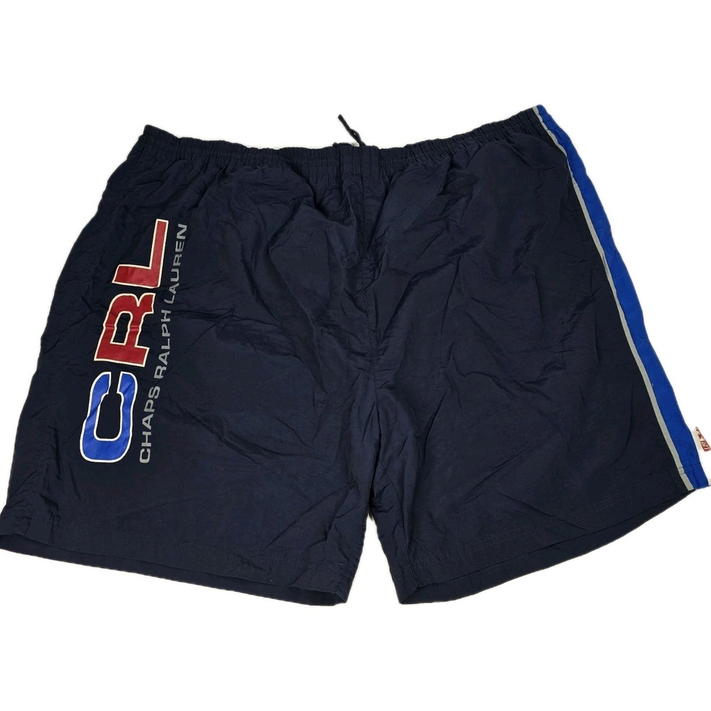 Rare Vintage CHAPS RALPH LAUREN CRL Spell Out Striped Swimming Trunks 90s 2XB